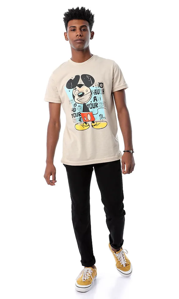 53077 Mickey Mouse Round Comfy T-shirt - Beige