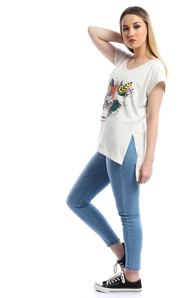 53684 The Sugar Monkey Off White Hi-Low Tee