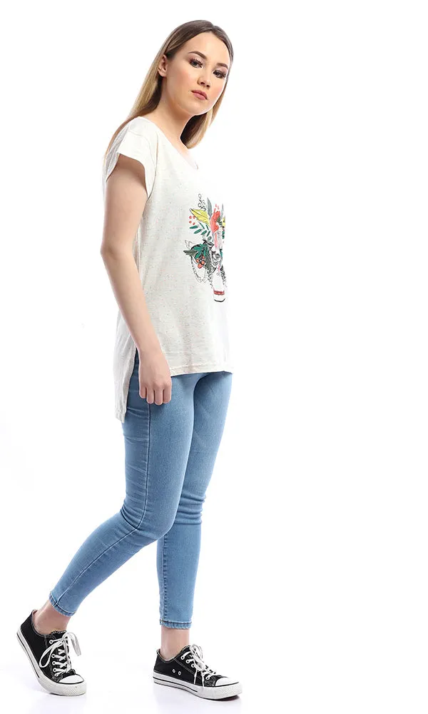 53684 The Sugar Monkey Off White Hi-Low Tee