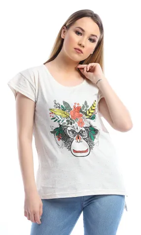 53684 The Sugar Monkey Off White Hi-Low Tee