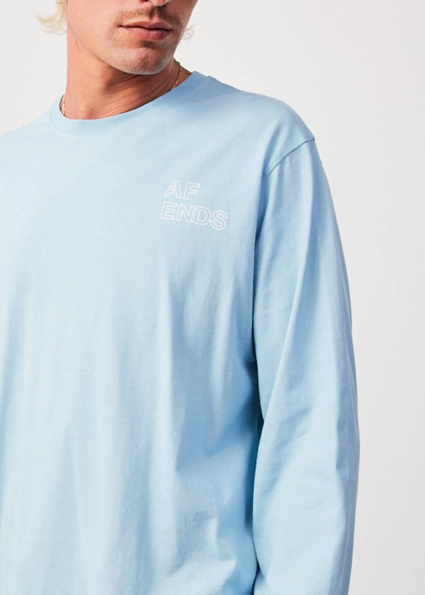 AFENDS Unisex Conditional - Unisex Oversized Long Sleeve T-Shirt - Sky Blue