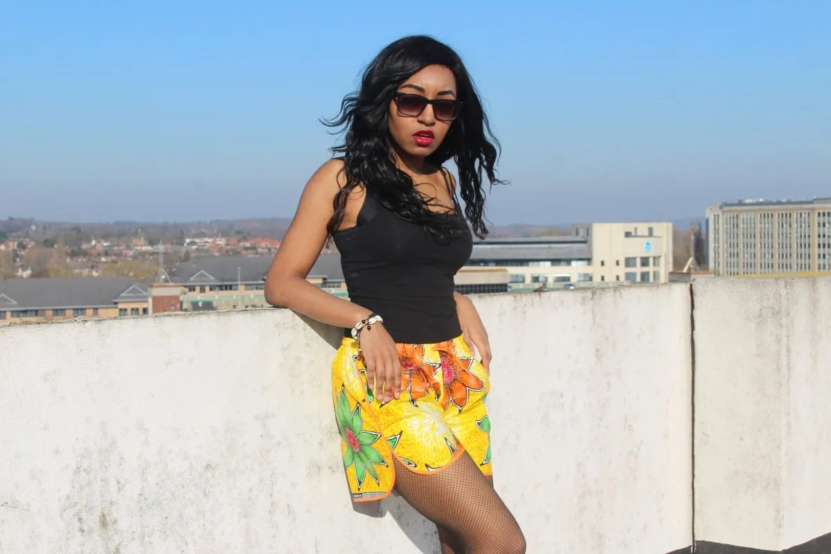 African Print Shorts in Yellow Ankara Print - Festival Shorts