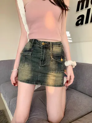 American Retro Korean Style High Waist Short Skirts