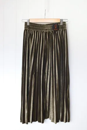 Antler - Velvet Pleated Skirt - Olive