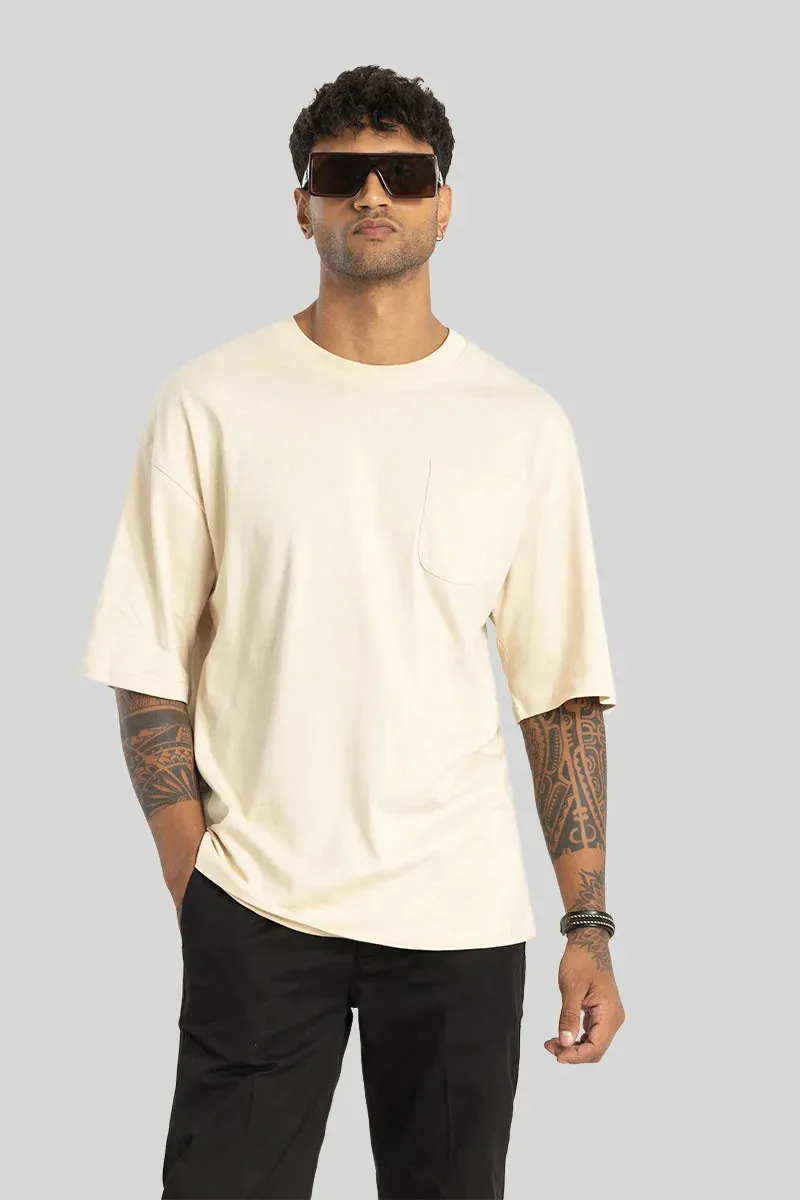 Bartolomeo Cream Printed Oversized Fit T-Shirt