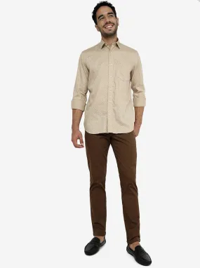 Beige Printed Slim Fit Semi Casual Shirt | JadeBlue