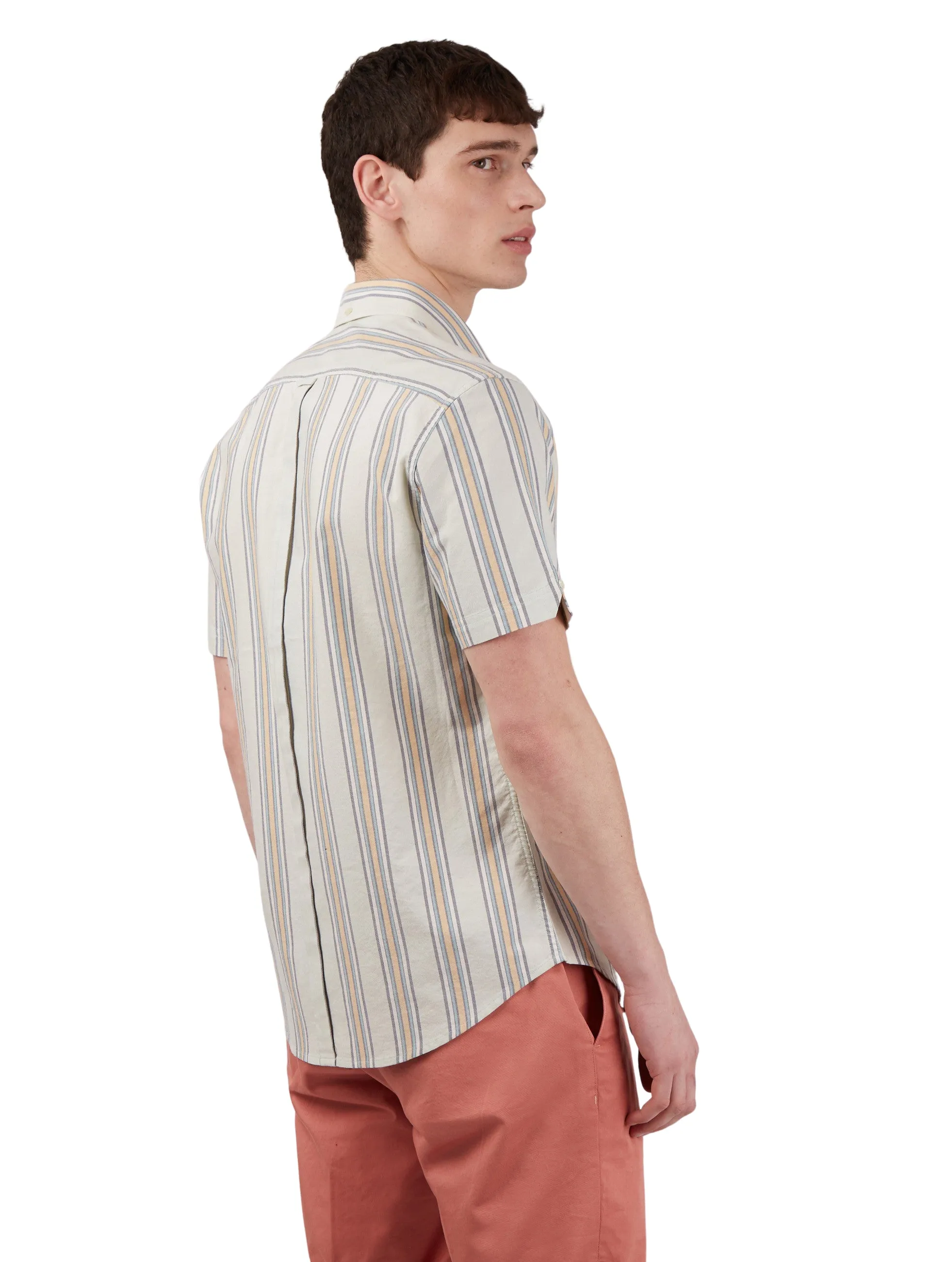 Ben Sherman Mens Block Stripe Oxford Shirt - Short Sleeved