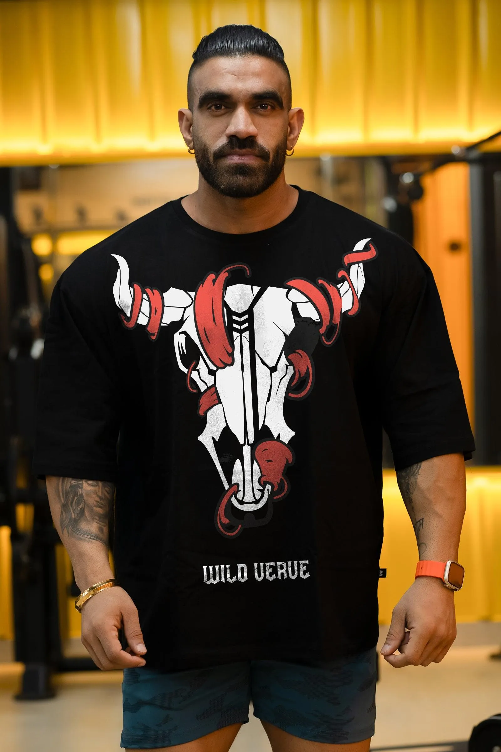 BIG BULL WARRIOR "PREMIUM" OVERSIZED T-SHIRT (BLACK)