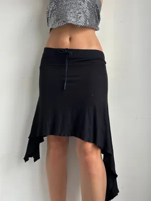 Black asymmetric cotton stretchy mid skirt (M/L)