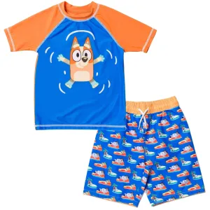 Bluey Bingo (Bluey) UPF 50  Rash Guard Swim Trunks Outfit Set