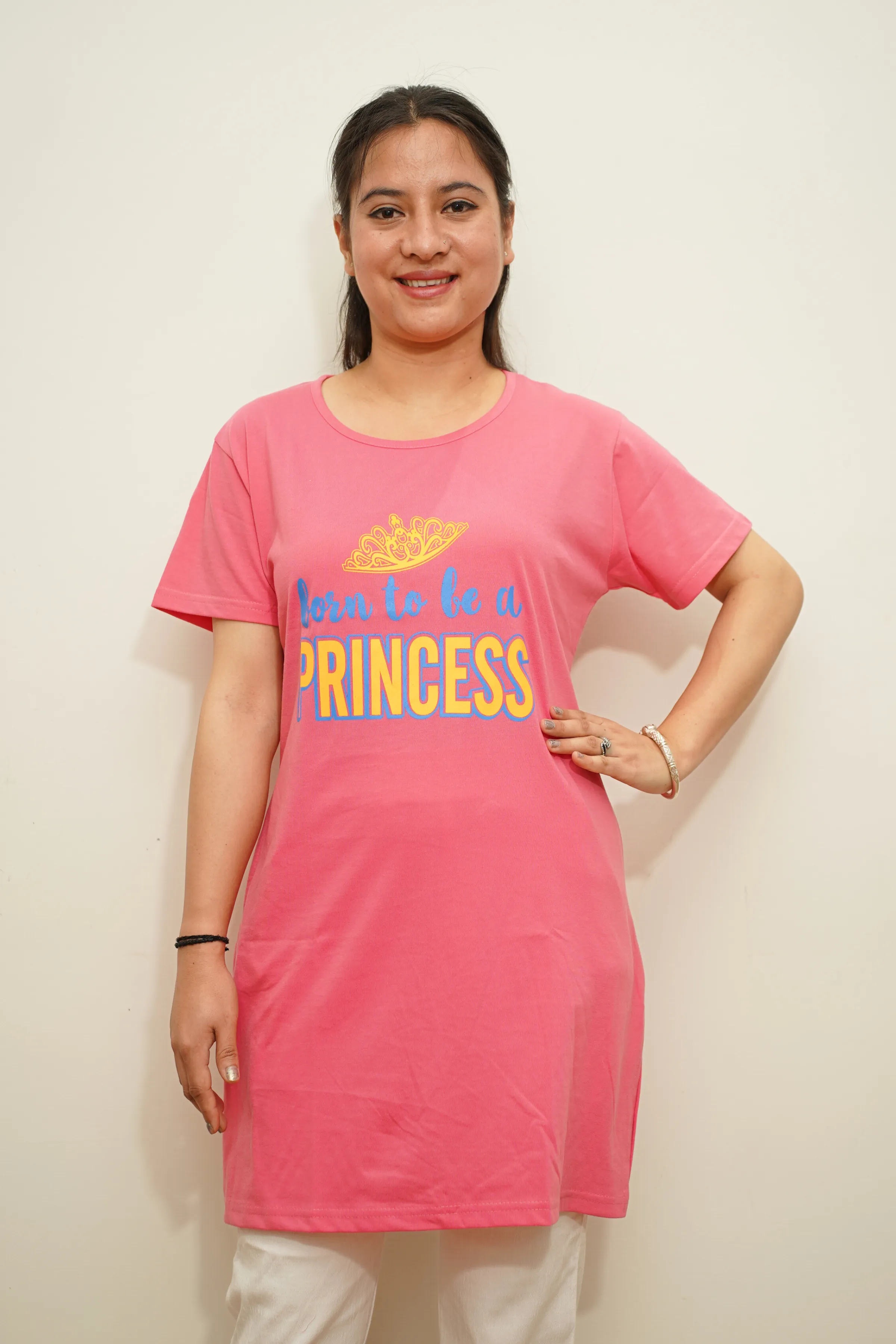 Carrot Pink Women Cotton T-Shirt