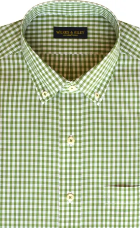 Classic Fit Green Gingham Button-Down Collar Supima® Non-Iron Cotton Broadcloth Sport Shirt (B/T)