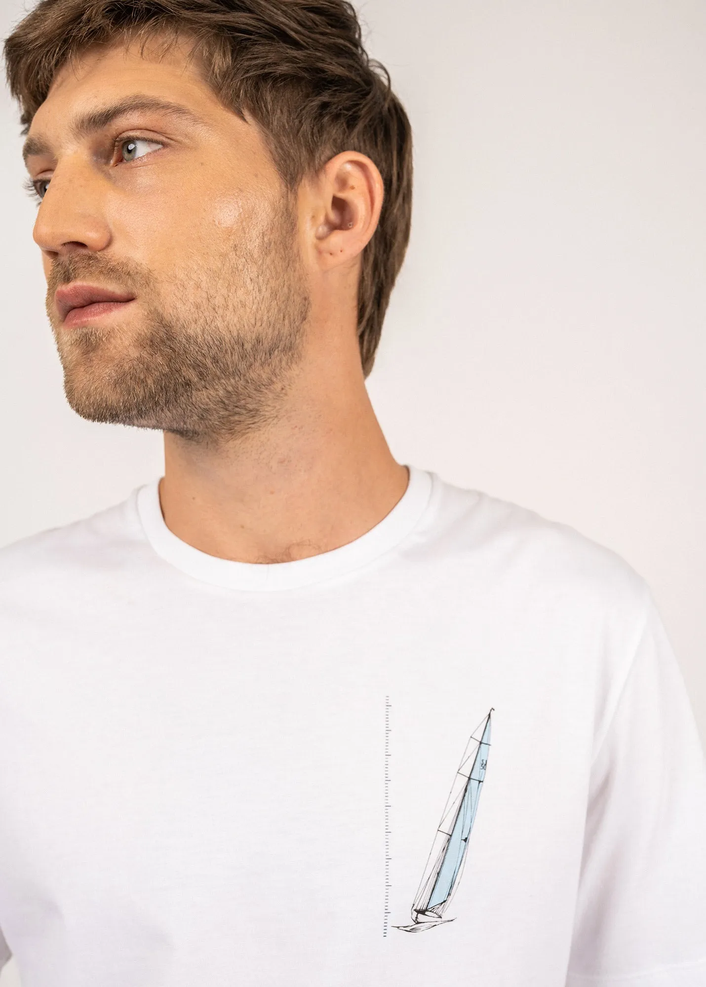 Cyprien t-shirt with boat print - in Pima cotton (BLANC)