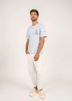 Cédric t-shirt with boat print - in Pima cotton (CIEL)