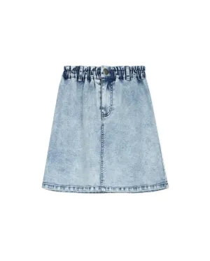 Denim Straight Fly Front Short Skirt