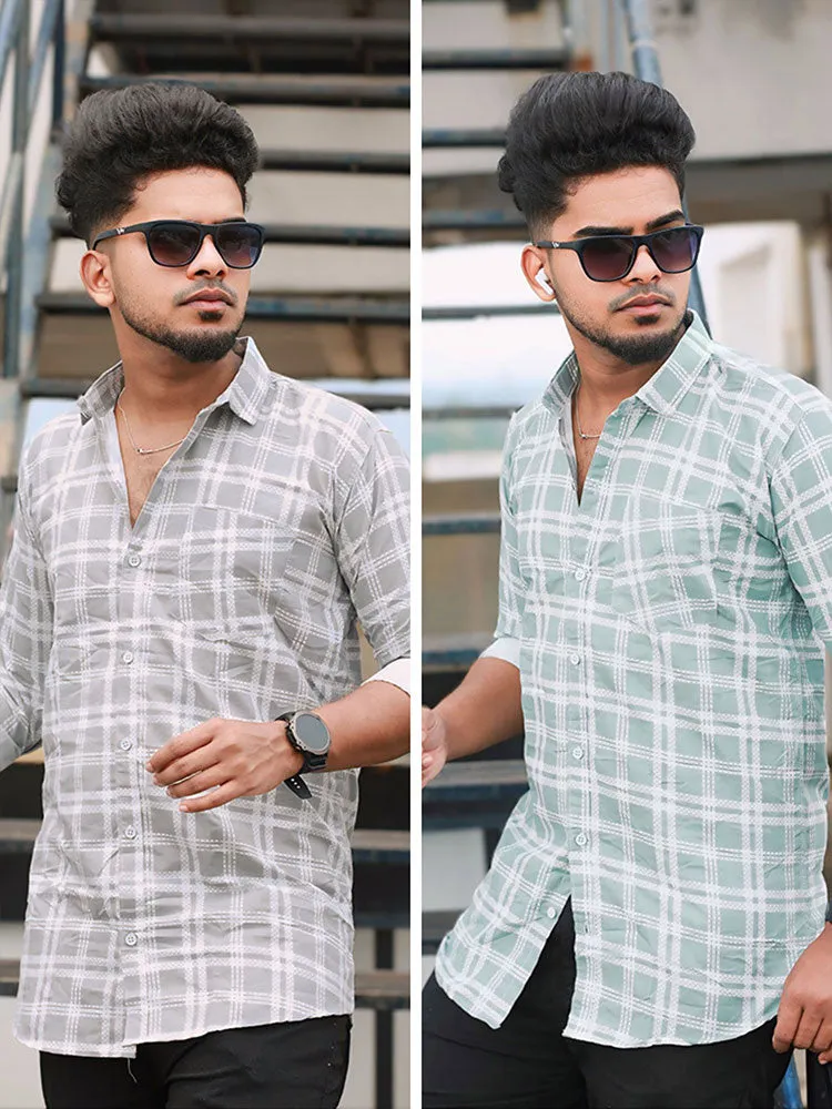 Double Delight: Buy Two Satin Cotton Casual Shirt  Combo for Just ₹444! ✨