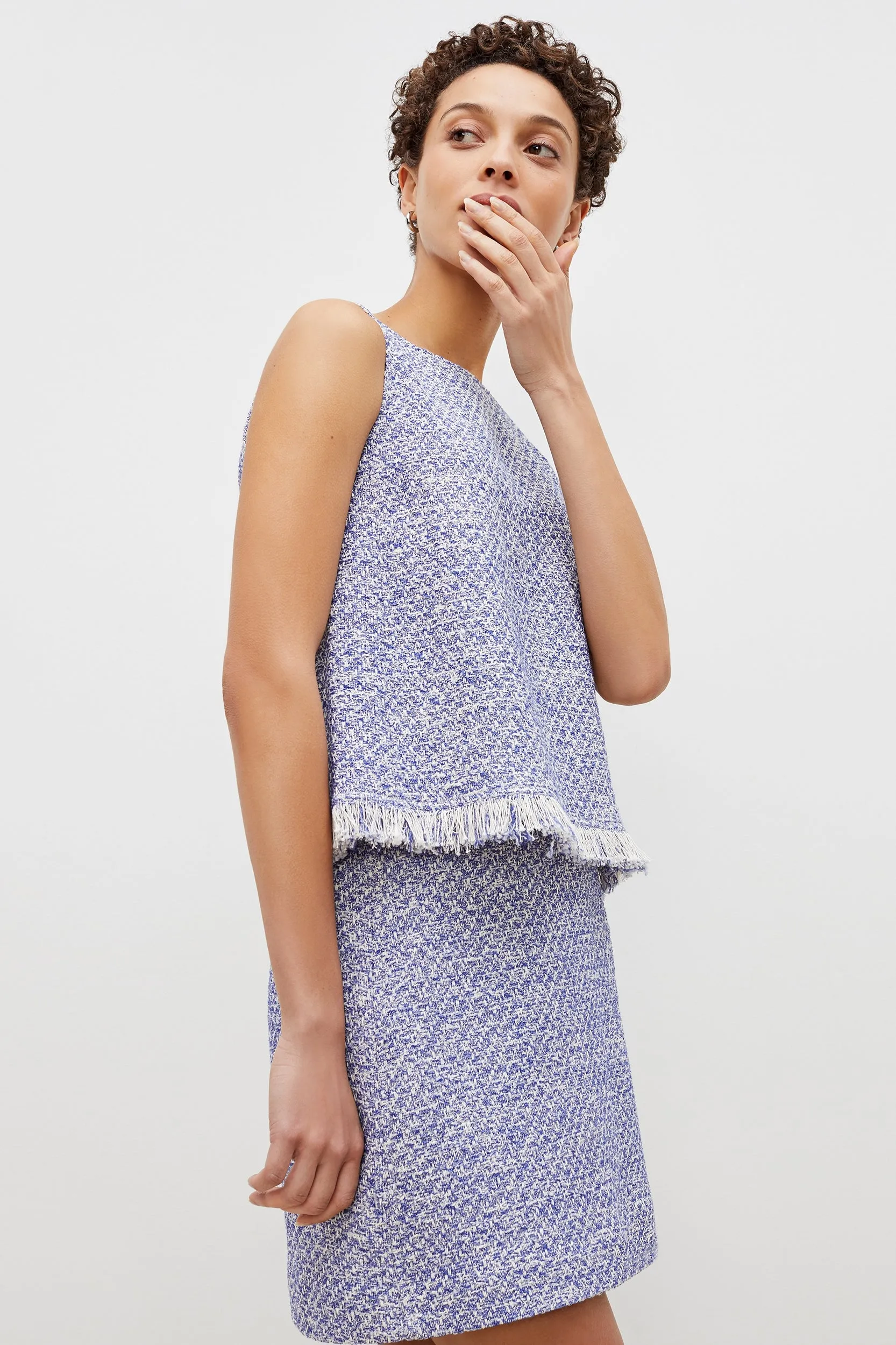 Flaka Top - Cotton Boucle :: Lapis / Ivory