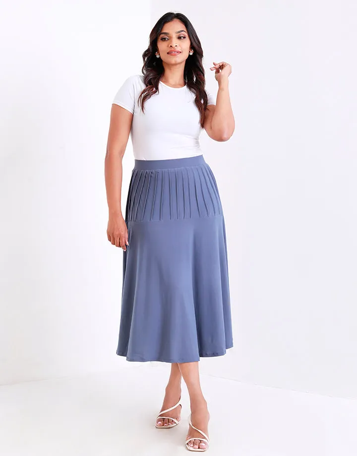 Flared Pleated Midi Skirt