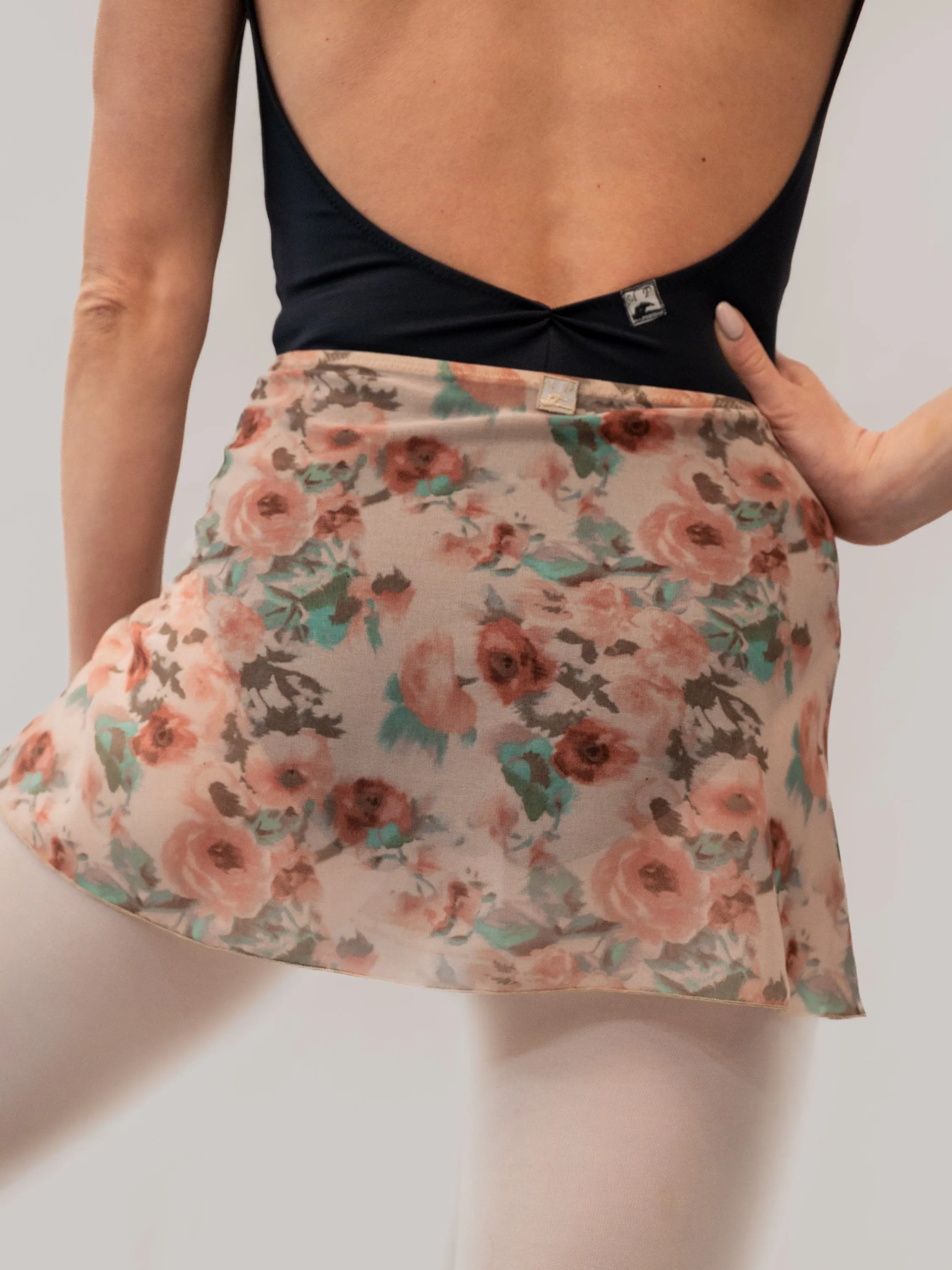 Floral Brown Wrap Short Dance Skirt MP302