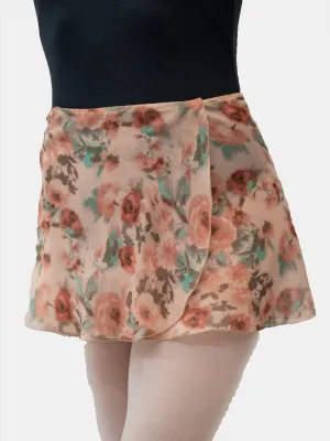 Floral Brown Wrap Short Dance Skirt MP302