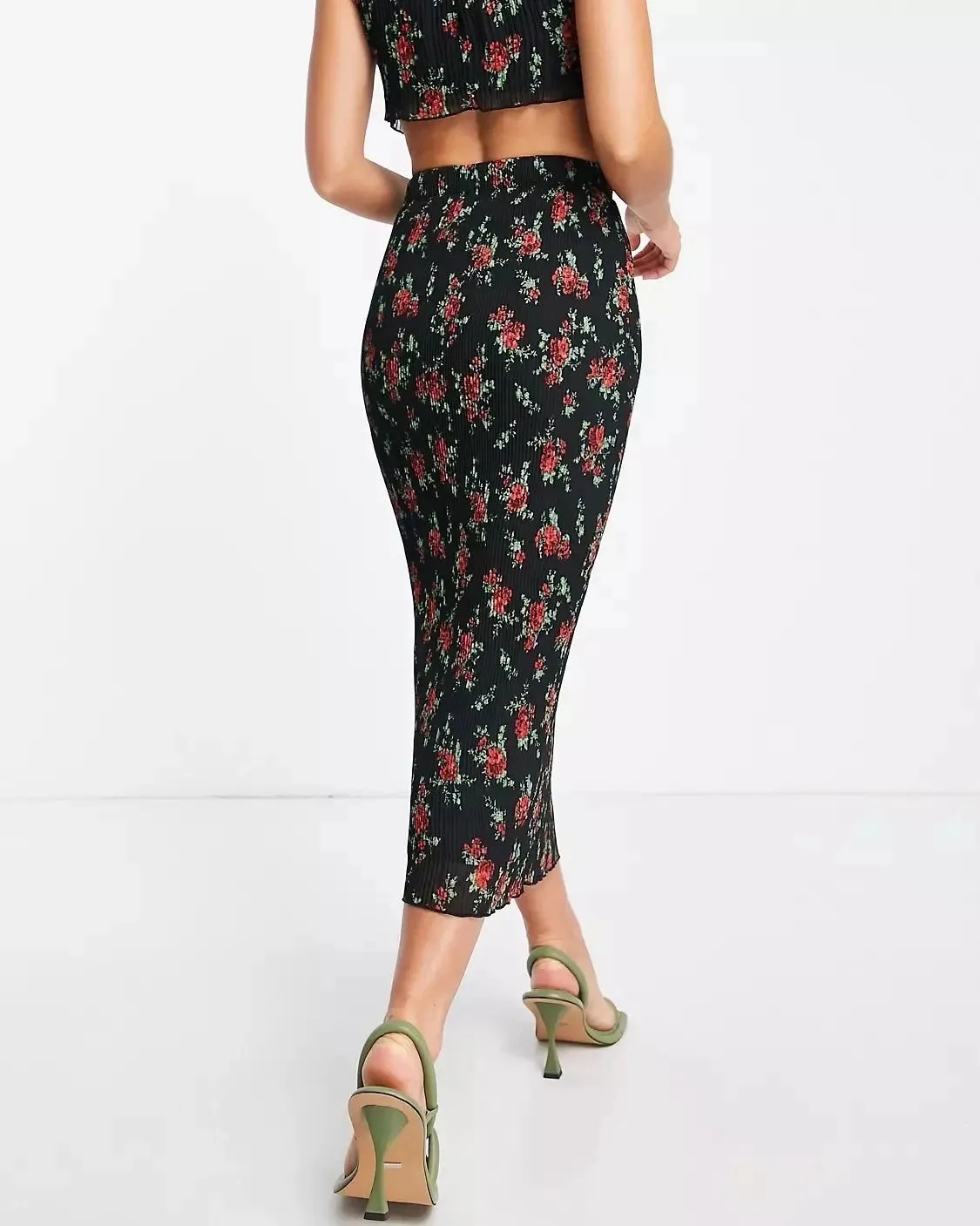 FLORAL PRINT PLEATED COORD SET- MIDI SKIRT