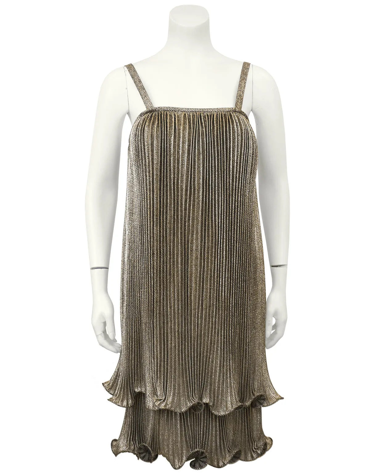 Gold Pleated Flapper Style Cocktail dress