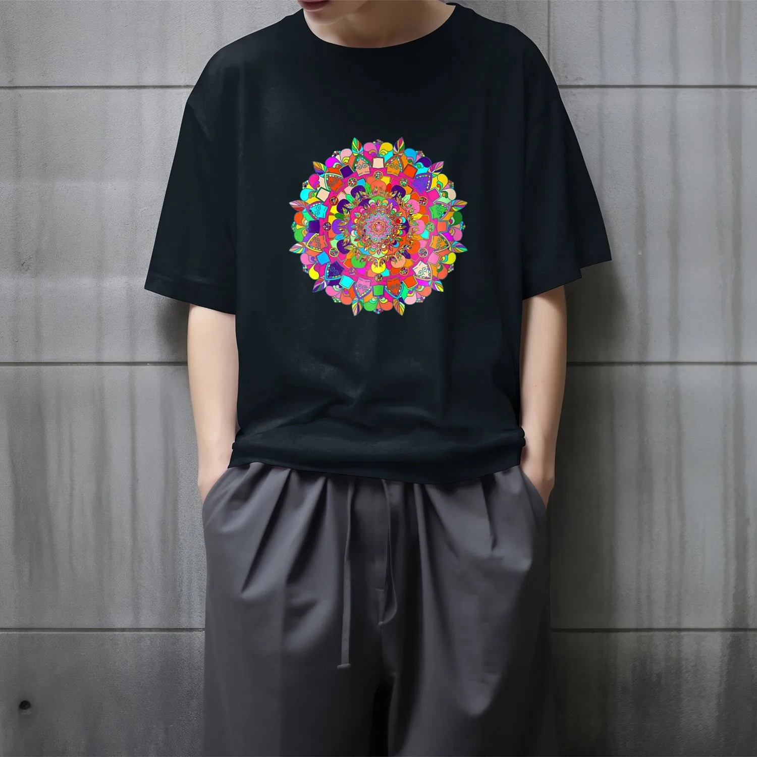 Hand-Drawn Mandala Oversized Crewneck T-Shirt