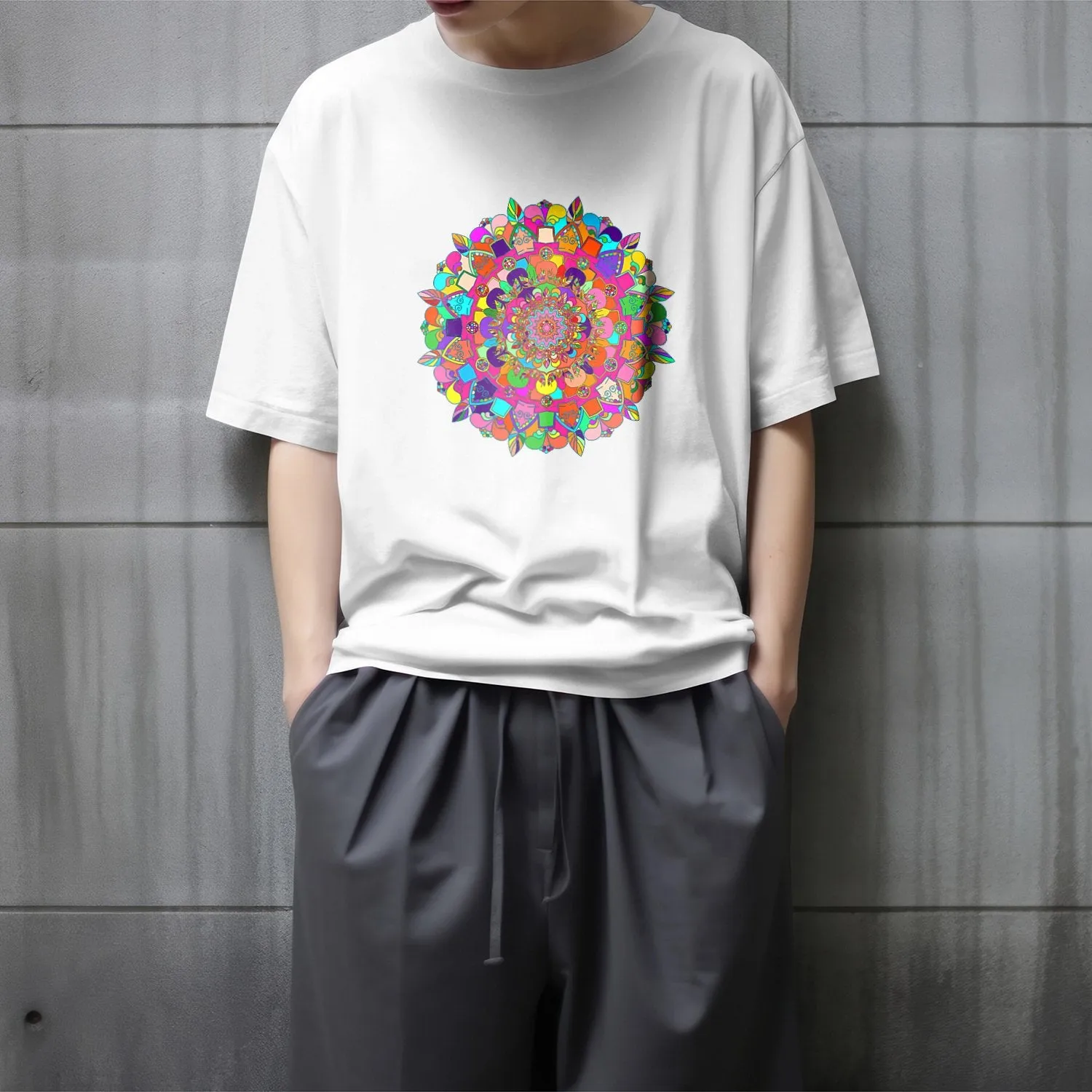 Hand-Drawn Mandala Oversized Crewneck T-Shirt