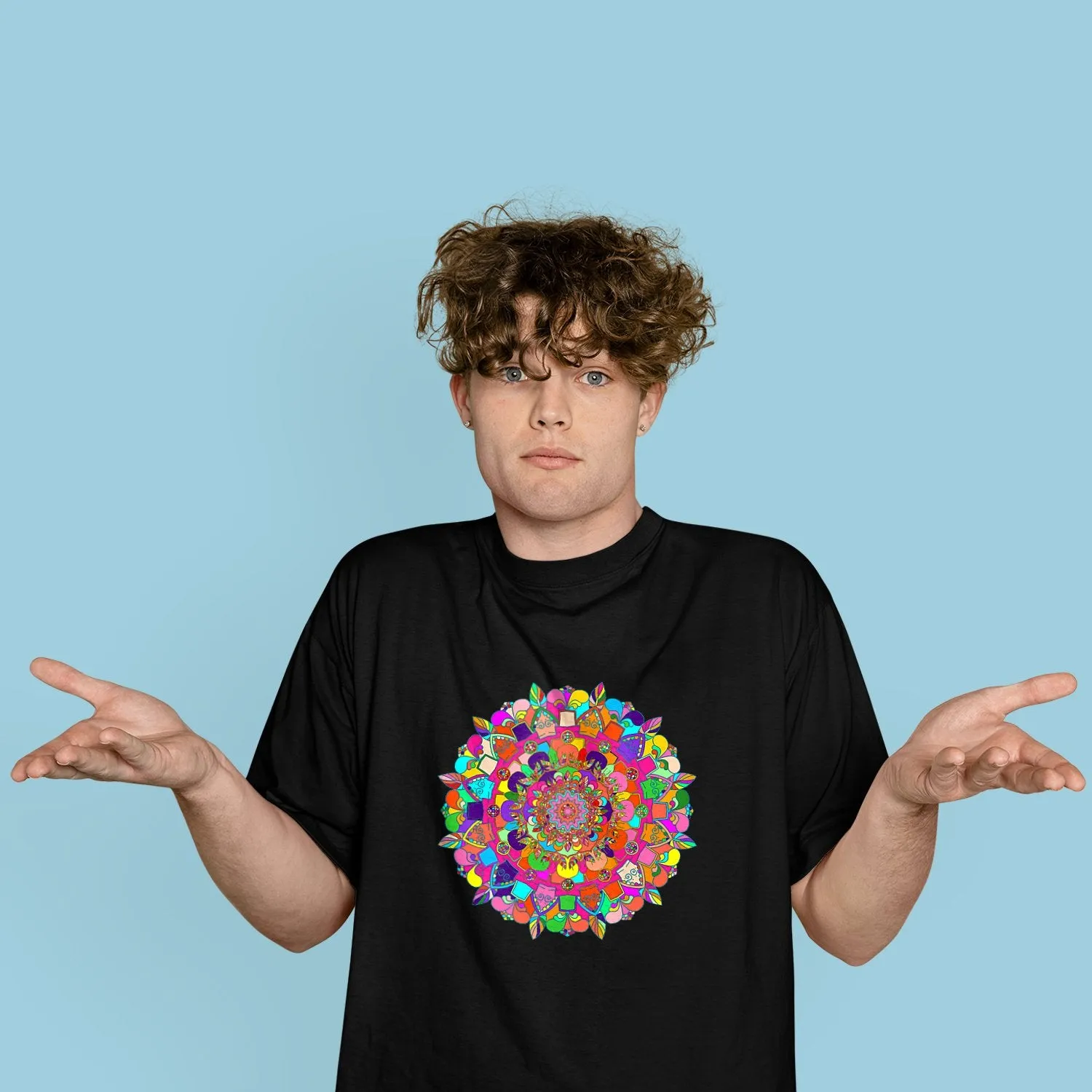 Hand-Drawn Mandala Oversized Crewneck T-Shirt