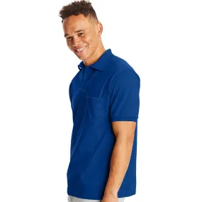 Hanes Cotton-Blend EcoSmart® Jersey Polo With Pocket - Deep Royal