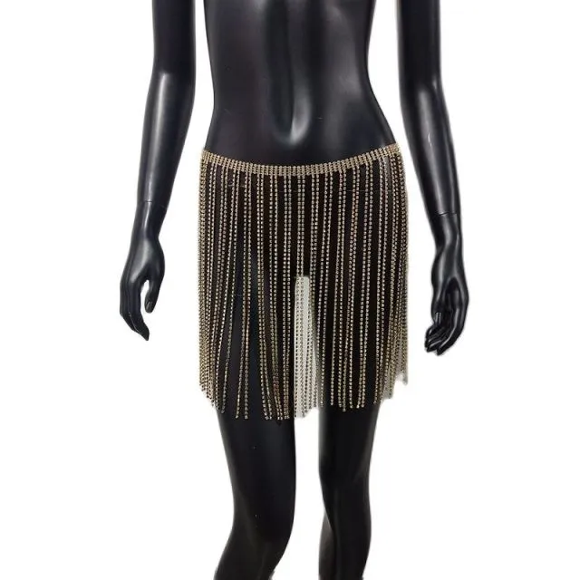 Long Diamond Tassel Mini Skirts