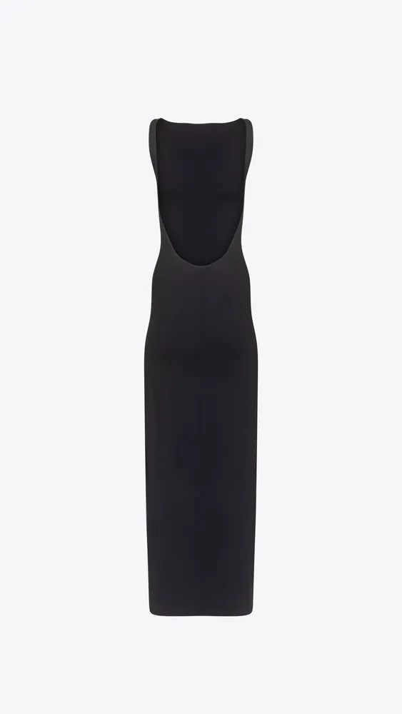 Low Back Tank Slit Dress - Black