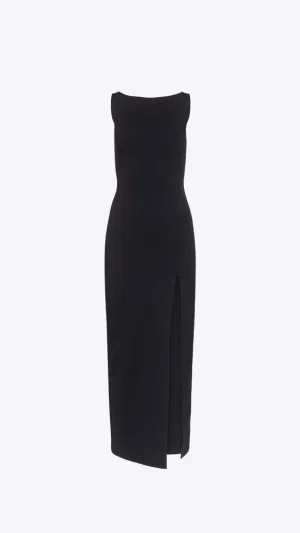 Low Back Tank Slit Dress - Black