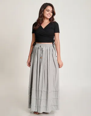 Maxi Skirt with Pleated Hem