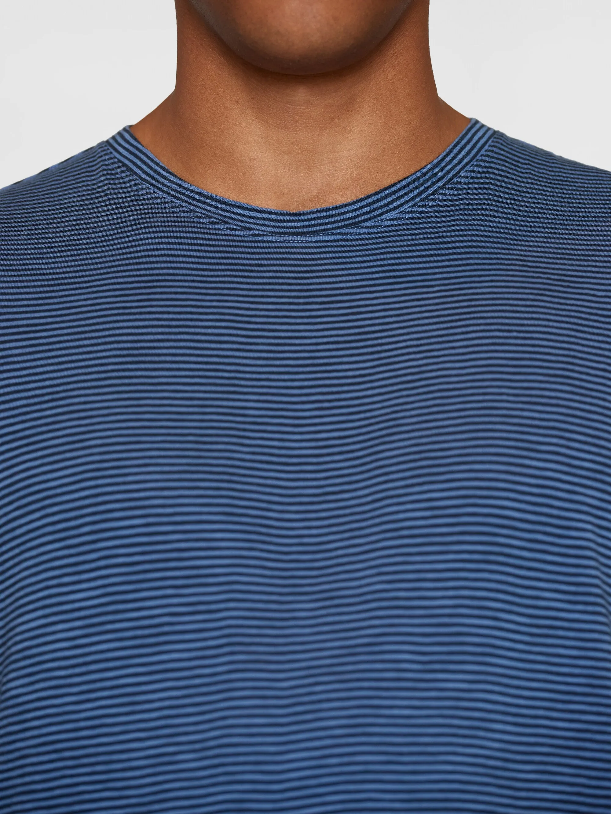 Narrow striped slub t-shirt - Blue stripe