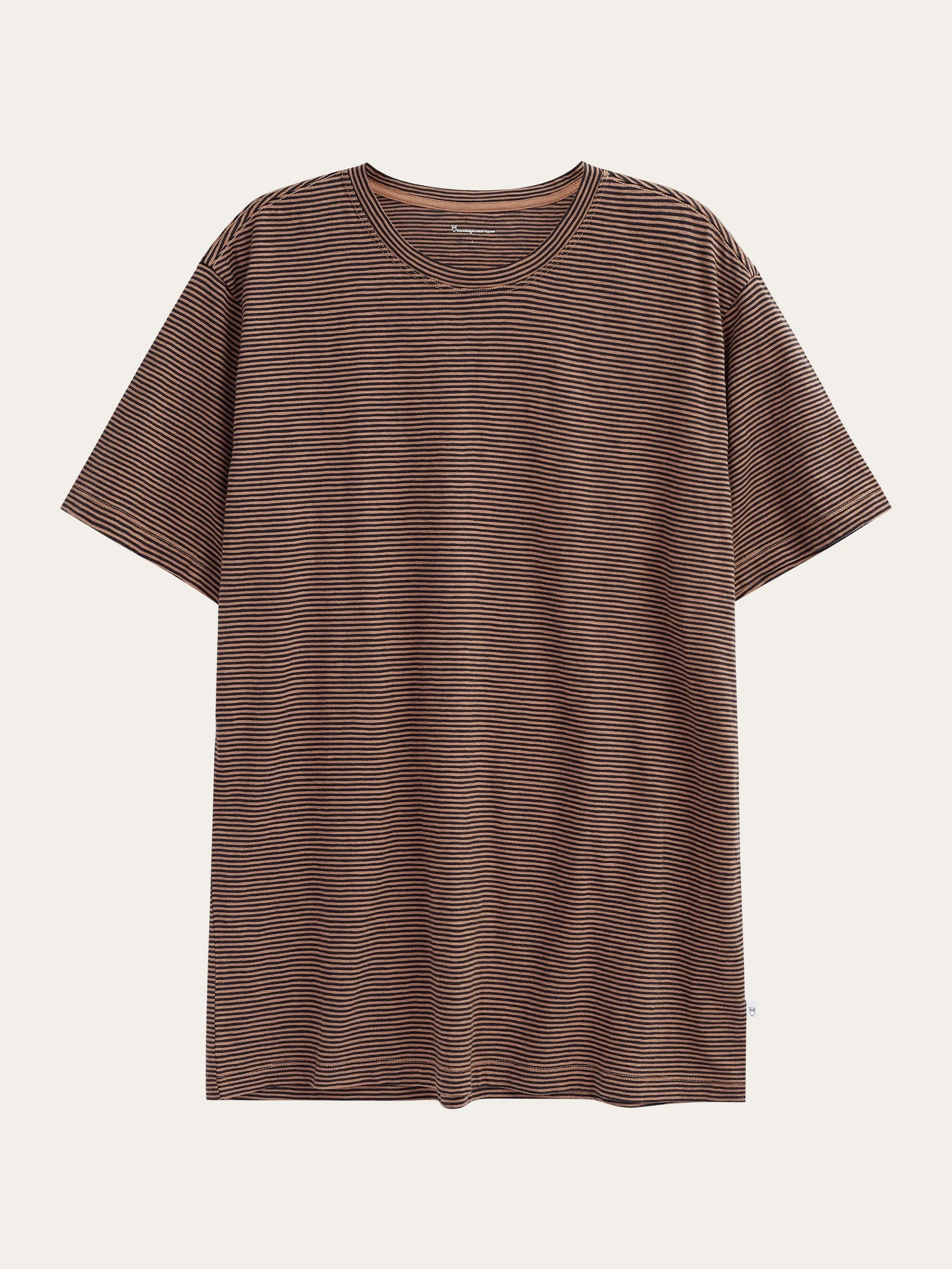 Narrow striped slub t-shirt - Brown stripe