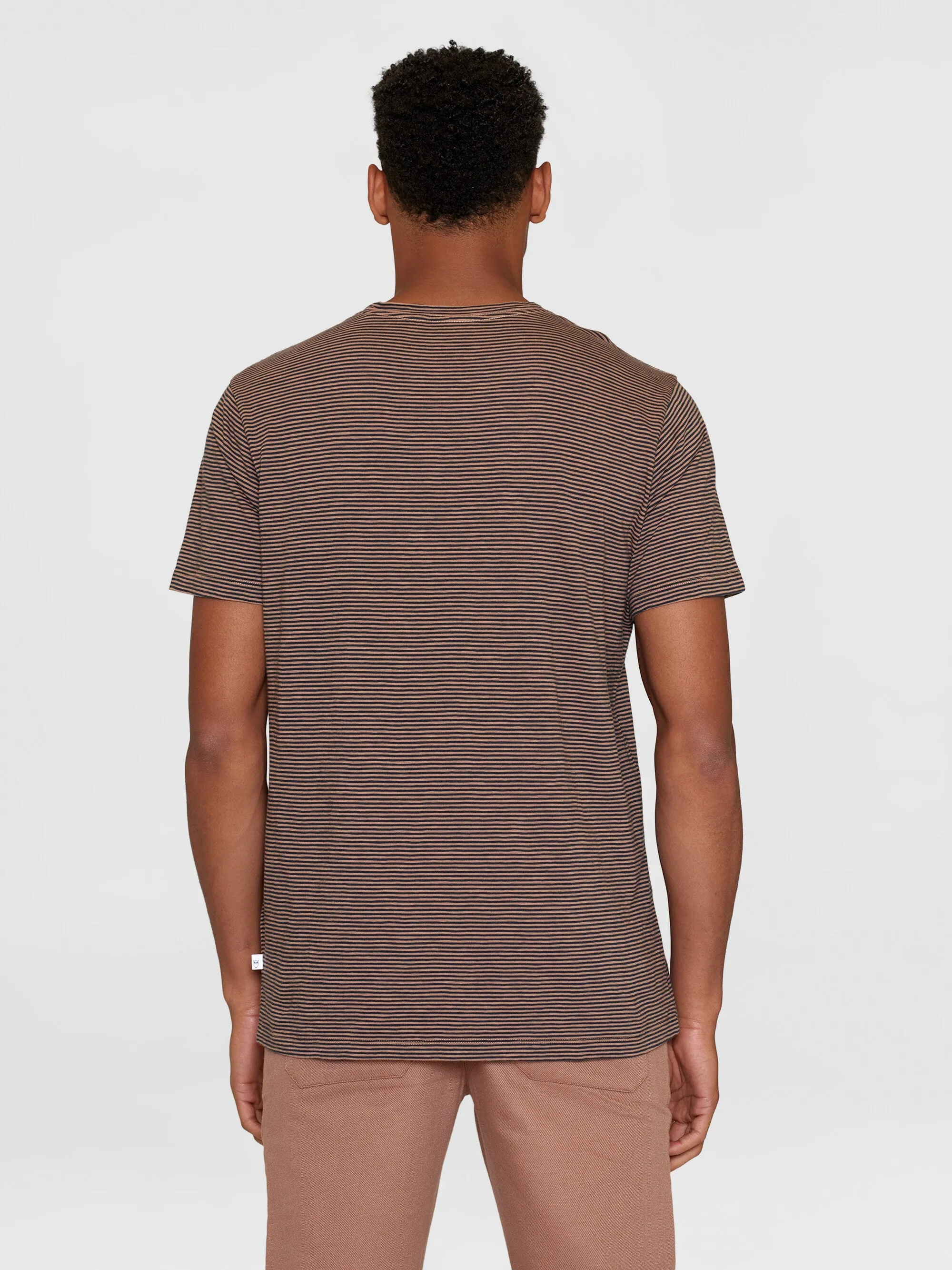 Narrow striped slub t-shirt - Brown stripe