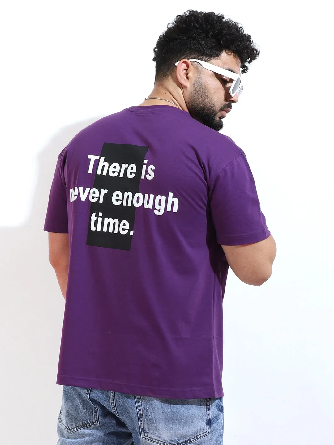 Never Enough Time Oversized Purple T-Shirt