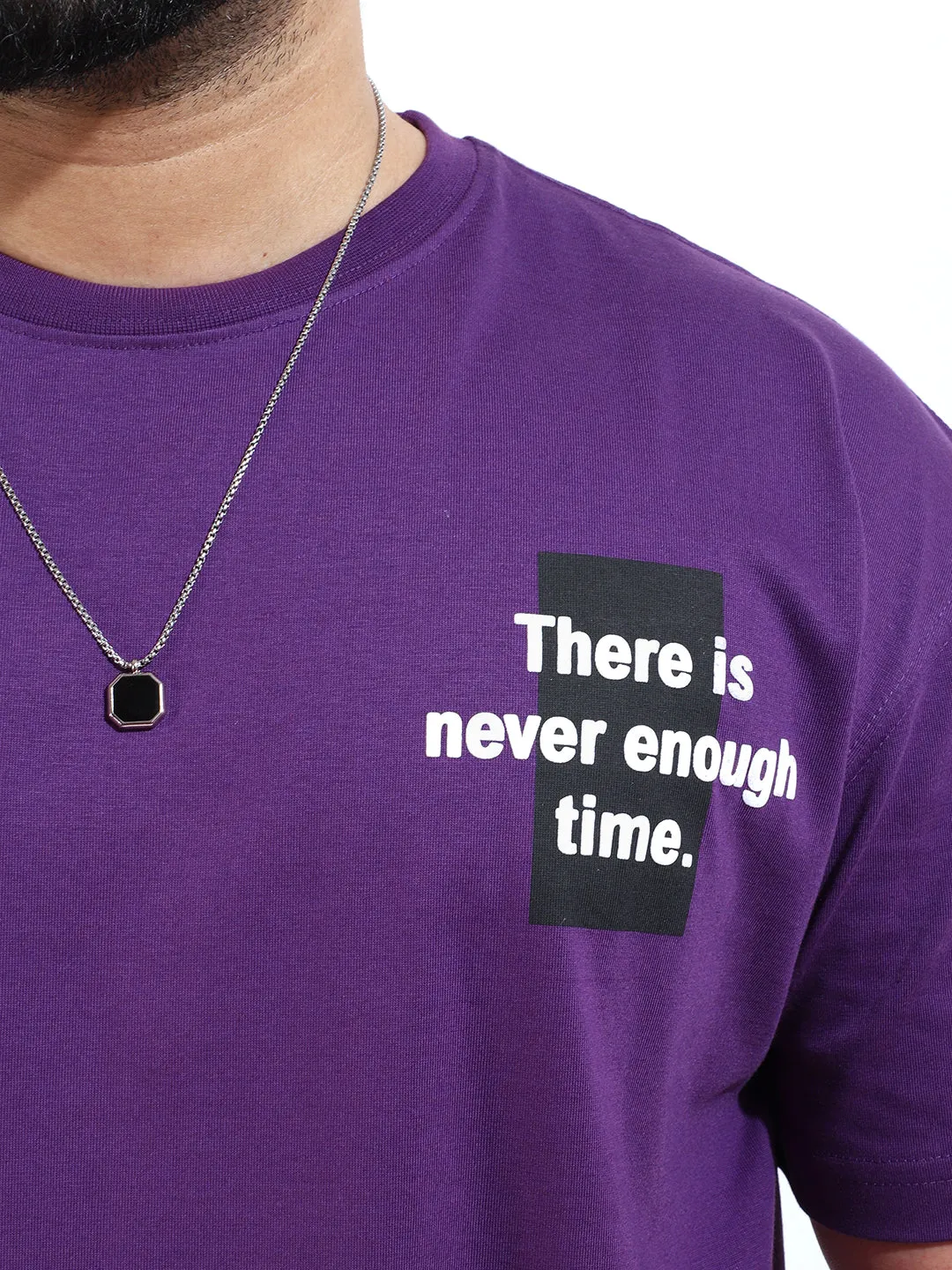 Never Enough Time Oversized Purple T-Shirt