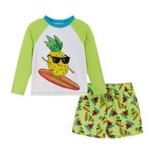 Raglan Rashguard and Boardshort Set | Surfing Pineapple Graphic