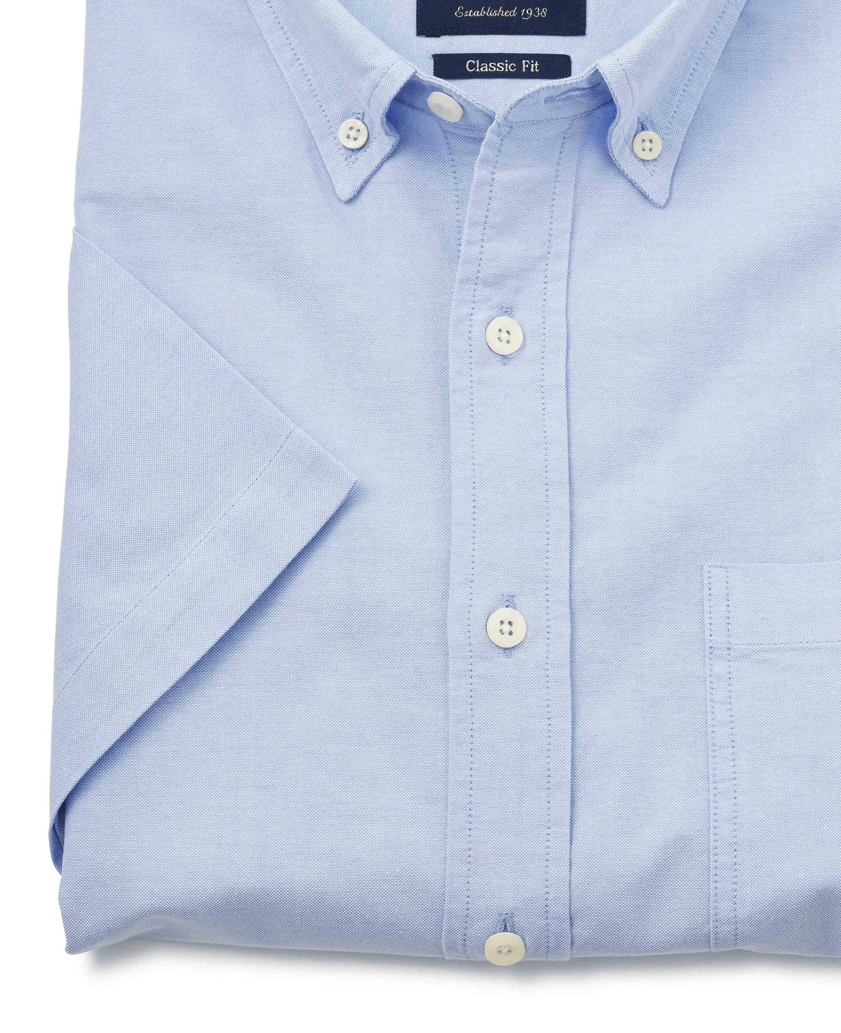 Sky Blue Classic Fit Short Sleeve Oxford Shirt