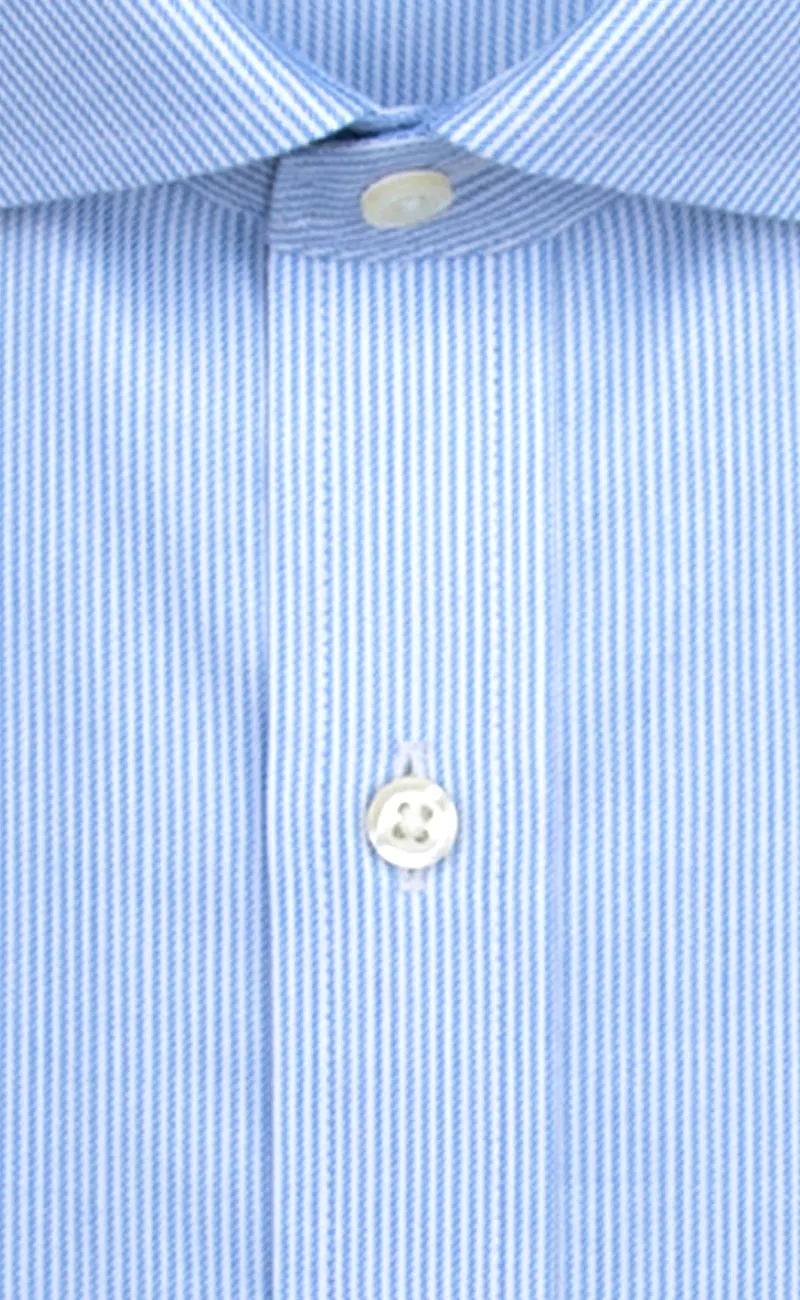 Slim Fit Blue Stripe English Spread Collar Supima® Cotton Non-Iron Twill Dress Shirt