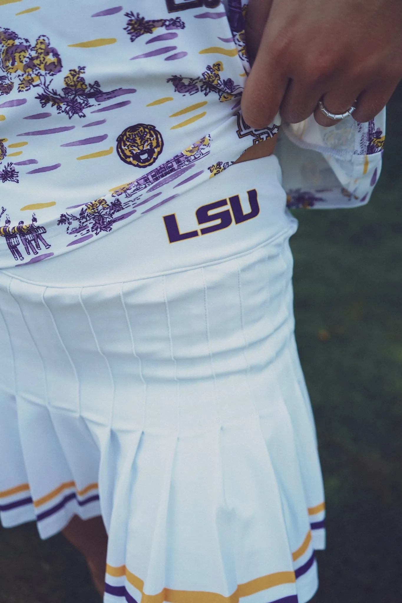 Tailgate Collection Gwen Skort - White with LSU Gold/Purple