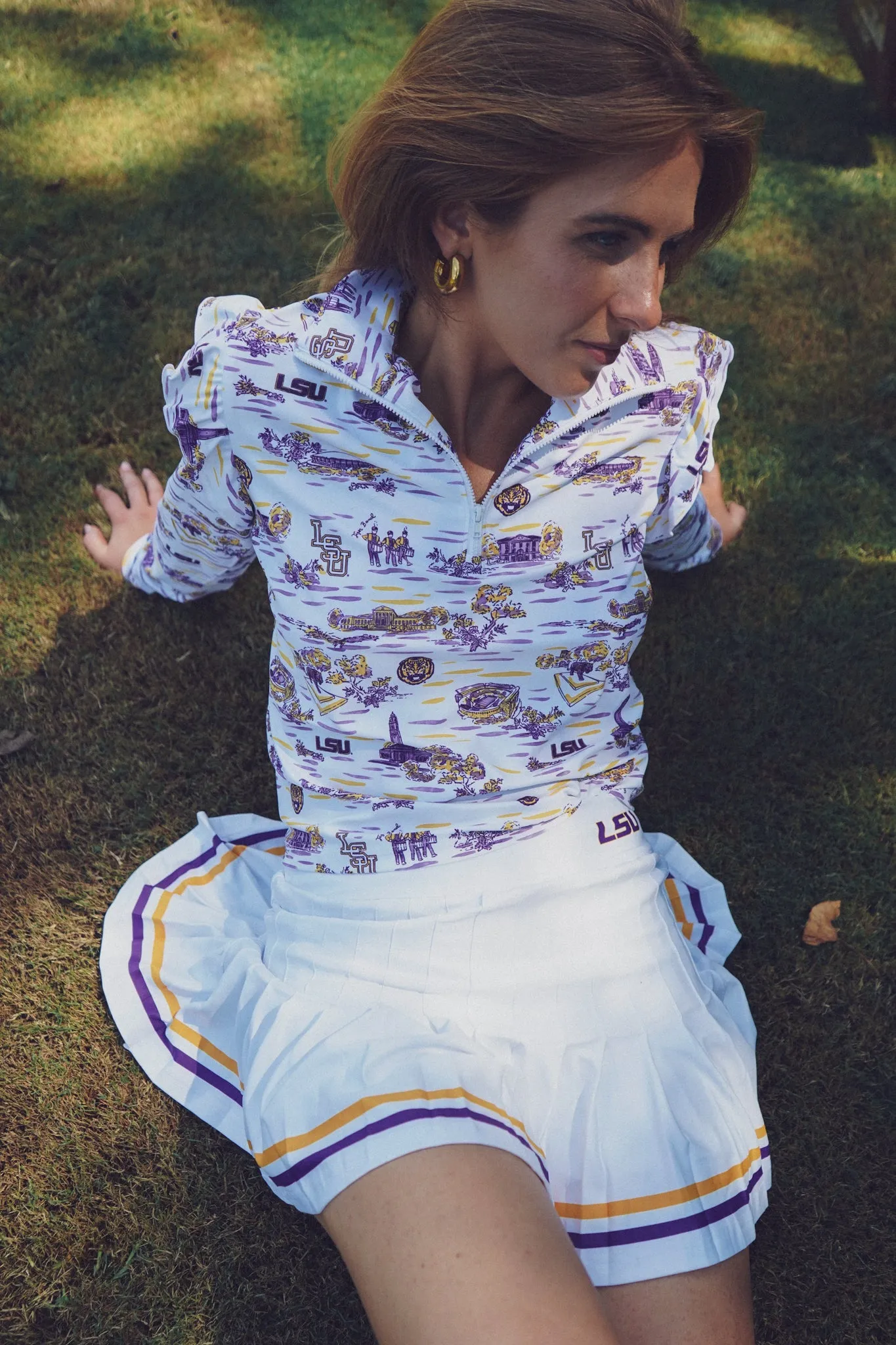 Tailgate Collection Gwen Skort - White with LSU Gold/Purple