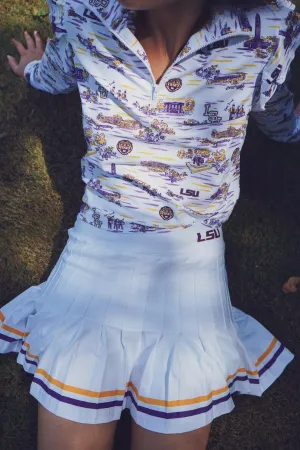 Tailgate Collection Gwen Skort - White with LSU Gold/Purple