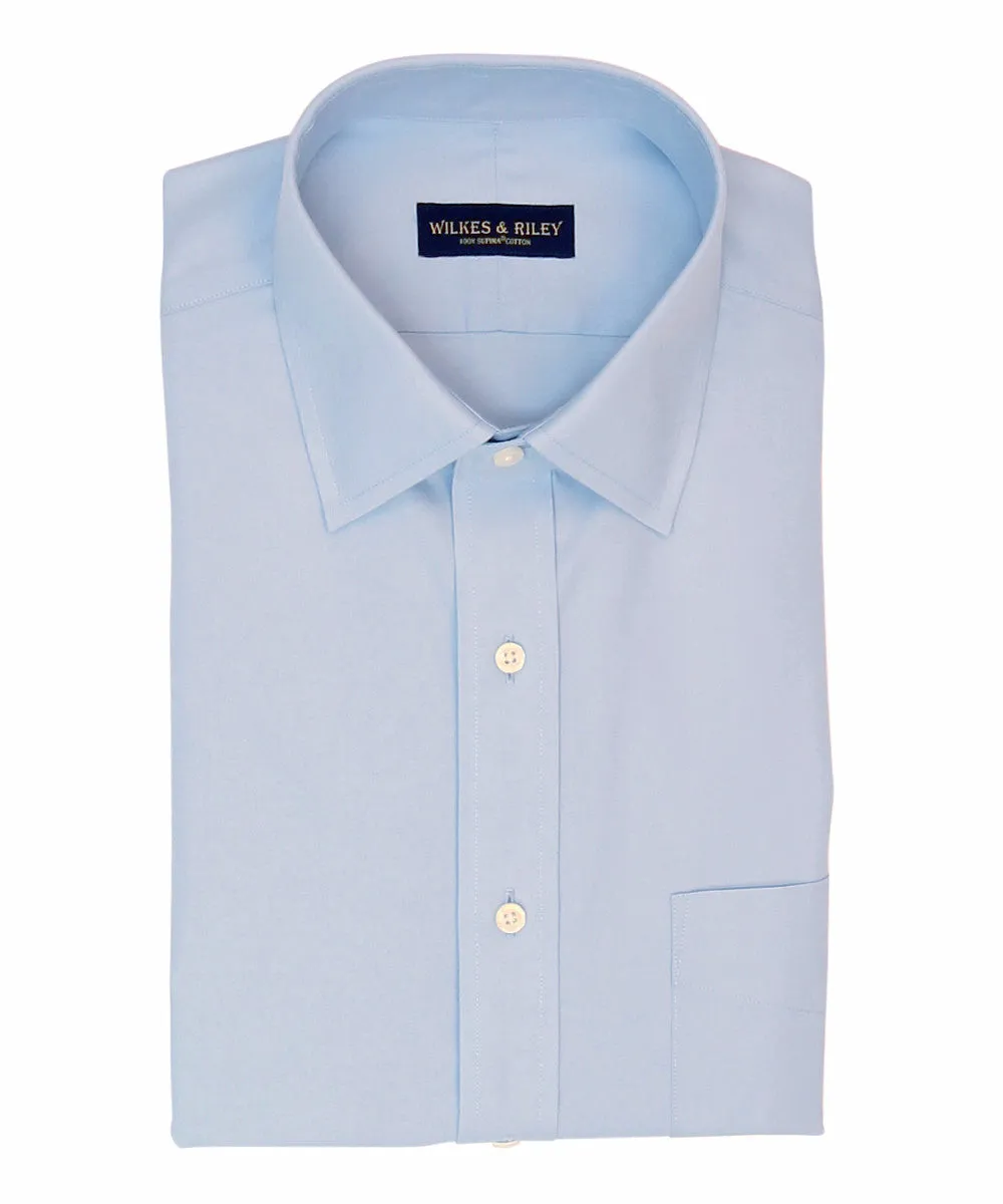 Tailored Fit Light Blue Solid Spread Collar Supima® Cotton Non-Iron Pinpoint Oxford Dress Shirt