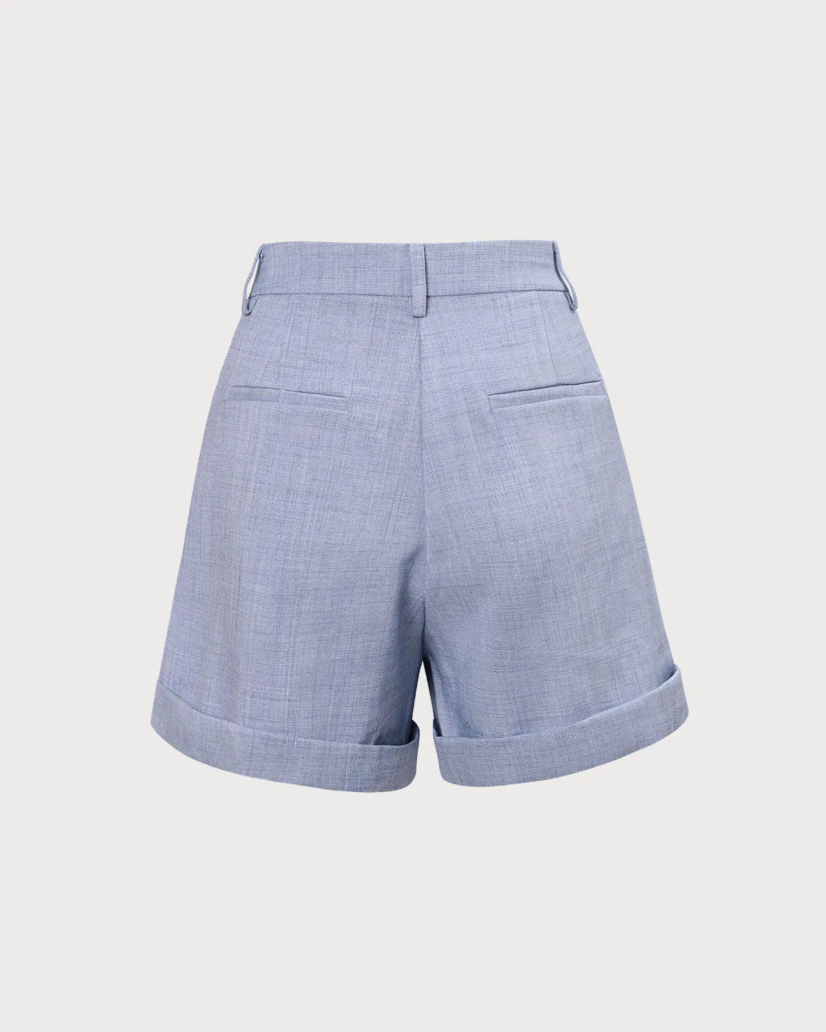 The Blue High-Waisted Pleated Shorts