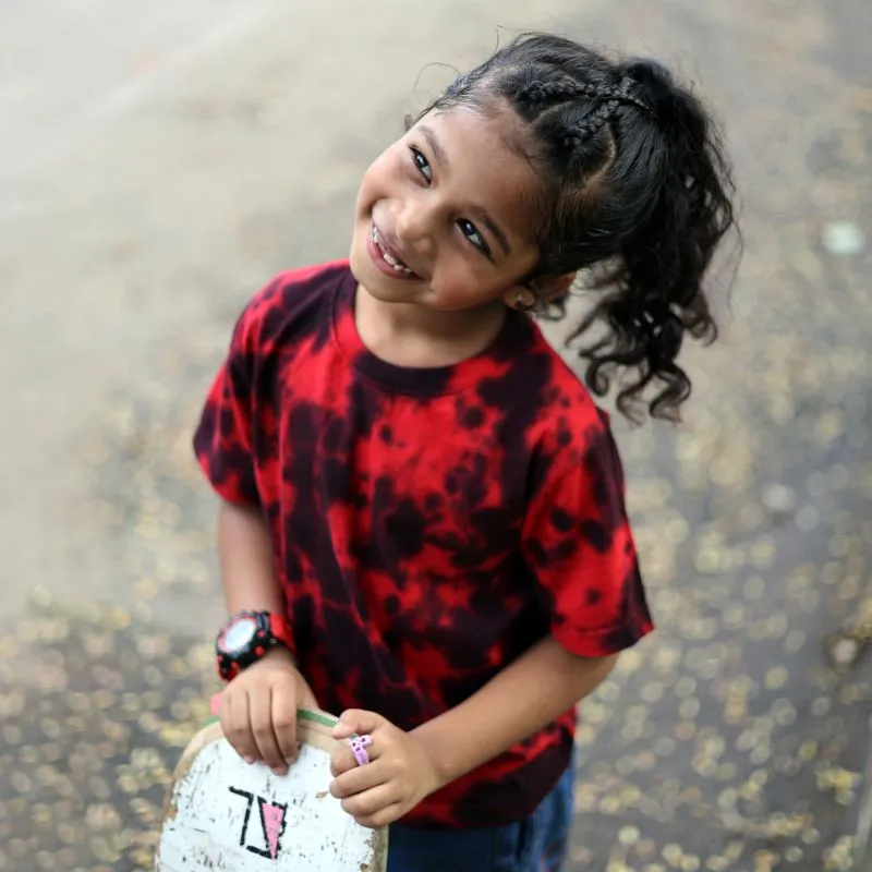 Tie Dye Kids Tshirt - Crimson Red