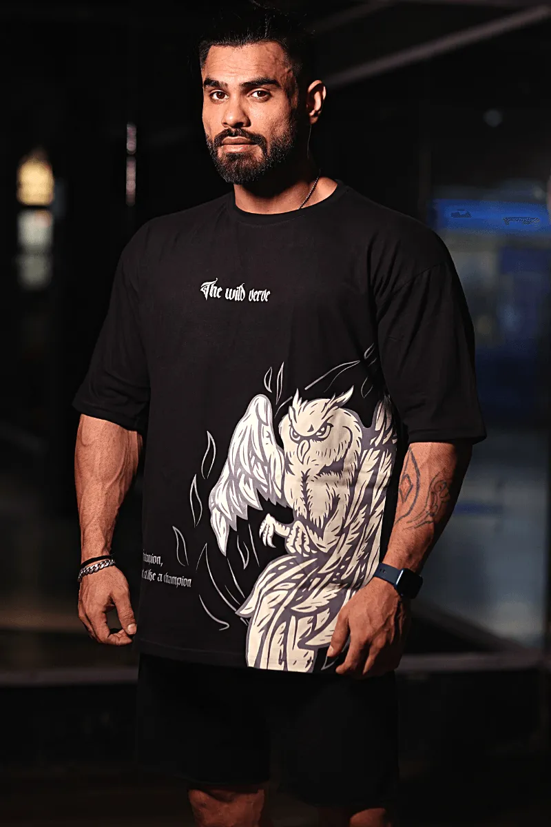 Wild Owl Oversized T-shirt (Black)