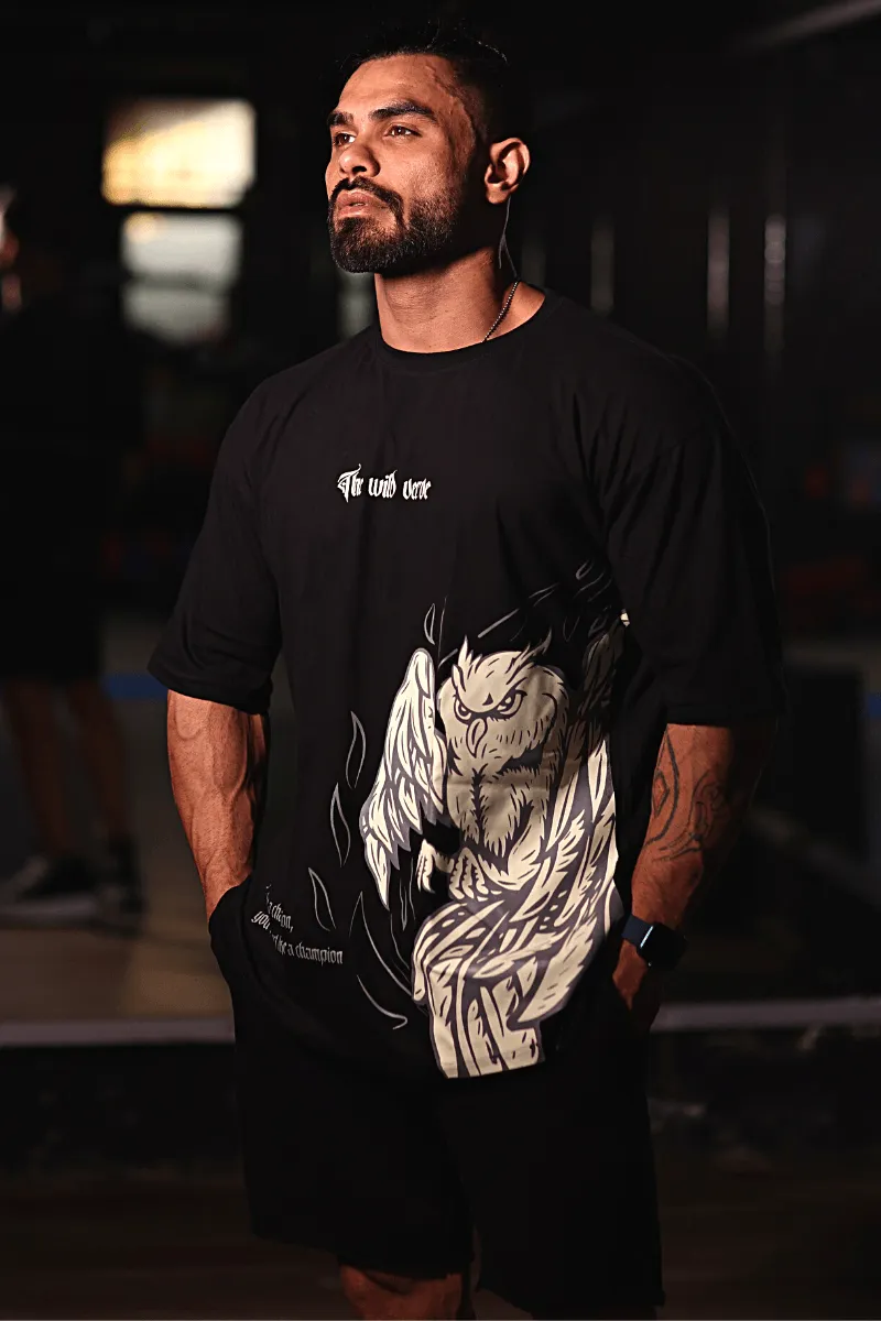 Wild Owl Oversized T-shirt (Black)